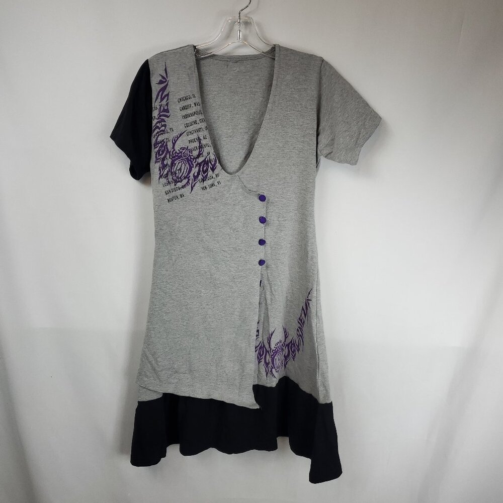 Journey Band Souvenir Tour Shirt Dress Womens XL 309 Designs Grey/Purple/Blk